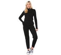 FAIRY BOUTIQUE® Womens Cherry Berry Full Length Trousers - Ladies Plain Stretchy Elasticated Waist Summer Bottom Pants (Black, 20)