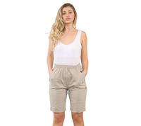FAIRY BOUTIQUE® Womens Cherry Berry Shorts, Ladies Plain 1/2 Length Stretch Fit Pull On Elasticated Waist Summer hot Pants Short (Beige, 12)