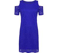 FAIRY BOUTIQUE Womens Cut Out Cold Shoulder Plus Size Dress Ladies Floral Lace Lined Short Sleeve Dress Royal Blue