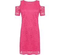 FAIRY BOUTIQUE Womens Cut Out Cold Shoulder Plus Size Dress Ladies Floral Lace Lined Short Sleeve Dress Cerise