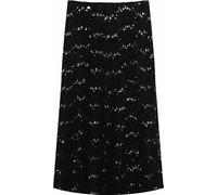 FAIRY BOUTIQUE Womens Flared Sequin Floral Lace Skirt Ladies Plus Size Elastic Waist Lined Midi Skirt Black