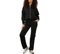FAIRY BOUTIQUE Womens Fleece Loungewear Bomber Zipper Jacket Tracksuit Ladies Long Sleeve 2piece Lightweight Tops And Trouser Set
