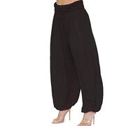 FAIRY BOUTIQUE Womens Italian Paisley Print Ali Baba Harem Baggy Trouser Ladies Lagenlook Casual Summer Wear Pleated Pants Black