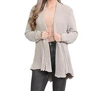 FAIRY BOUTIQUE Womens Long Sleeve Knitted Waterfall Cardigan Ladies Lightweight Cotton Casual Open Front Summer Cardigan Top Stone