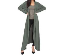FAIRY BOUTIQUE Womens Long Sleeve Open Front Floaty Maxi Cardigan Ladies Lightweight Long Length Boyfriend Cardigan Khaki