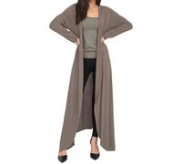FAIRY BOUTIQUE Womens Long Sleeve Open Front Floaty Maxi Cardigan Ladies Lightweight Long Length Boyfriend Cardigan Mocha