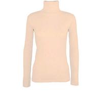 FAIRY BOUTIQUE Womens Long Sleeve Turtle Polo Neck Stretch Jumper Ladies Plain Winter Lightweight Top Jumper (Beige UK 16-18)