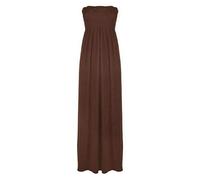 FAIRY BOUTIQUE Womens Long Strapless Elasticated Shearing Dress Ladies Bandeau Shirred Boob Tube Summer Maxi Dress Brown