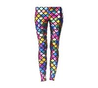 FAIRY BOUTIQUE Womens Metallic Mermaid Fish Scale Legging Girls Skinny Fancy Party Wear Leggings Pants Rainbow