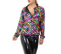 FAIRY BOUTIQUE Womens Metallic Shiny Lightweight Bomber Jacket Ladies Slim fit Rainbow Festive Party Jacket