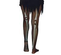 FAIRY BOUTIQUE Womens Multicolored Skeleton Neon Bones Hand Print Tights Ladies Ladies Horror Halloween Fancy Dress Party Wear Opaque Tights One Size