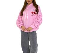FAIRY BOUTIQUE Womens Oversized Cherry Perfection Print Ruched Sleeve Ribbon Hoodie Ladies Warm Winter Fall Hooded Top Sweatshirt with Front Pocket Baby Pink