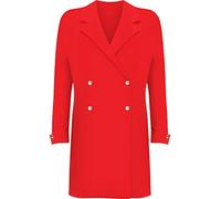 FAIRY BOUTIQUE Womens Oversized Fashion Double Breasted Blazer Dress Long Sleeve Loose Blazer Elegant Coat Outerwear Jacket (Red UK 14)
