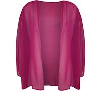 FAIRY BOUTIQUE Womens Plain 3/4 Sleeve Chiffon Cardigan Ladies Open Front Fancy Party Wear Kimono Shrug Top Plus Sizes UK 12-26 Cerise