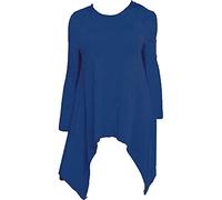 FAIRY BOUTIQUE Womens Plain Hanky Hem Long Sleeve Baggy Top Ladies Hi Lo Oversized Uneven Swing Top Navy