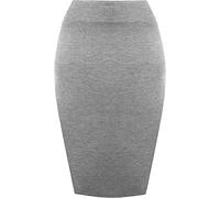 FAIRY BOUTIQUE Womens Plain High Waist Pencil Skirt Ladies Knee Length Stretch Bodycon Pencil Midi Skirt Silver