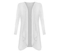 FAIRY BOUTIQUE Womens Plain Long Sleeve Drape Open Front Cardigan Ladies Casual Wear Irregular Waterfall Cardigan White