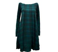 FAIRY BOUTIQUE Womens Plain Long Sleeve Stretch A Line Swing Dress Ladies Flared Skater Top Printed Plus Size T-Shirt 8-26 (Dark Green Tartan UK 20-22)