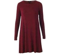 FAIRY BOUTIQUE Womens Plain Long Sleeve Stretch A Line Swing Dress Ladies Flared Skater Top Printed Plus Size T-Shirt 8-26 (Wine UK 12-14)