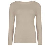 FAIRY BOUTIQUE Womens Plain Long Sleeve Stretchy T Shirt Kids Round Scoop Neck Casual Wear Top (Beige UK 16-18)