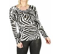 FAIRY BOUTIQUE Womens Plain Long Sleeve Stretchy T Shirt Kids Round Scoop Neck Casual Wear Top (Zebra Print UK 12-14)
