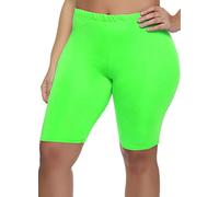 FAIRY BOUTIQUE Womens Plain Printed Gym Fitness Running Shorts Ladies Stretchy Dancing Cycling Shorts Neon Green