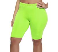 FAIRY BOUTIQUE Womens Plain Printed Gym Fitness Running Shorts Ladies Stretchy Dancing Cycling Shorts Neon Yellow
