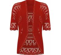 FAIRY BOUTIQUE Womens Plus Size Crochet Knitted Short Sleeve Cardigan Ladies Open Front Shrug Bolero Top Sizes 8-30 Red