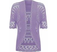 FAIRY BOUTIQUE Womens Plus Size Crochet Knitted Short Sleeve Cardigan Ladies Open Front Shrug Bolero Top Sizes 8-30 Lilac