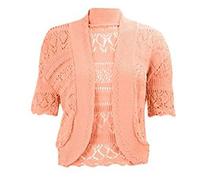 FAIRY BOUTIQUE Womens Plus Size Crochet Knitted Short Sleeve Cardigan Ladies Open Front Shrug Bolero Top Sizes 8-30 (Nude UK 20-22)