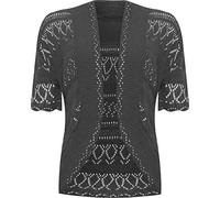 FAIRY BOUTIQUE Womens Plus Size Crochet Knitted Short Sleeve Cardigan Ladies Open Front Shrug Bolero Top Sizes 8-30 (Charcoal UK 12-14)