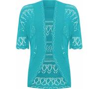 FAIRY BOUTIQUE Womens Plus Size Crochet Knitted Short Sleeve Cardigan Ladies Open Front Shrug Bolero Top Sizes 8-30 Turquoise