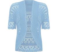 FAIRY BOUTIQUE Womens Plus Size Crochet Knitted Short Sleeve Cardigan Ladies Open Front Shrug Bolero Top Sizes 8-30 (Sky Blue UK 16-18)