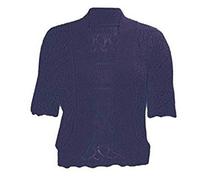 FAIRY BOUTIQUE Womens Plus Size Crochet Knitted Short Sleeve Cardigan Ladies Open Front Shrug Bolero Top Sizes 8-30 (Navy UK 16-18)