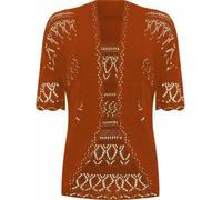 FAIRY BOUTIQUE Womens Plus Size Crochet Knitted Short Sleeve Cardigan Ladies Open Front Shrug Bolero Top Sizes 8-30 Rust