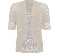 FAIRY BOUTIQUE Womens Plus Size Crochet Knitted Short Sleeve Cardigan Ladies Open Front Shrug Bolero Top Sizes 8-30 (Cream UK 16-18)