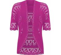 FAIRY BOUTIQUE Womens Plus Size Crochet Knitted Short Sleeve Cardigan Ladies Open Front Shrug Bolero Top Sizes 8-30 Hot Pink