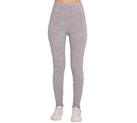 FAIRY BOUTIQUE Womens Ribbed Chunky Cable Knitted Leggings Ladies Full Length Warm Thick Pants Leggings (Silver Grey UK 16-18)