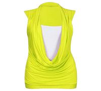 FAIRY BOUTIQUE Womens Ruched Cowl Neck Insert Tops Ladies Stretch 2 in 1 Vest Top Sleeveless Gathered T Shirt Yellow