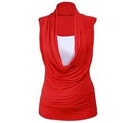 FAIRY BOUTIQUE Womens Ruched Cowl Neck Insert Tops Ladies Stretch 2 in 1 Vest Top Sleeveless Gathered T Shirt
