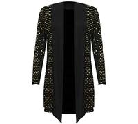 FAIRY BOUTIQUE Womens Shiny Sequin Polka Dot Plus Size Waterfall Cardigan Ladies Drape Long Sleeve Open Cardigan Gold