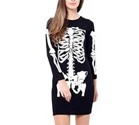 FAIRY BOUTIQUE Womens Skeleton Print Leggings Bodysuit Ladies Halloween Bodycon Mini Tshirt Dress Mini Crop Top
