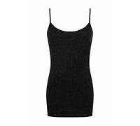 FAIRY BOUTIQUE Womens Sleeveless Plain Stretch Long Strappy T-Shirt Ladies Scoop Neckline Camisole Vest Tank Top Black