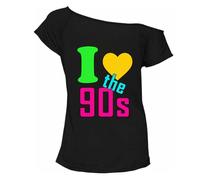 FAIRY BOUTIQUE® Womens Slogan Print Oversize Cotton T-Shirt - Ladies Short Sleeve Printed Oversized Stretchy Casual Summer Shirt Tee Top (I Love The 90s Black, 12-14)