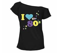 FAIRY BOUTIQUE® Womens Slogan Print Oversize Cotton T-Shirt - Ladies Short Sleeve Printed Oversized Stretchy Casual Summer Shirt Tee Top (I Love The 80s Black, 16-18)