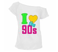 FAIRY BOUTIQUE® Womens Slogan Print Oversize Cotton T-Shirt - Ladies Short Sleeve Printed Oversized Stretchy Casual Summer Shirt Tee Top (I Love The 90s White, 12-14)