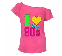 FAIRY BOUTIQUE® Womens Slogan Print Oversize Cotton T-Shirt - Ladies Short Sleeve Printed Oversized Stretchy Casual Summer Shirt Tee Top (I Love The 90s Pink, 8-10)