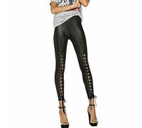 FAIRY BOUTIQUE Womens Stretchy Wet Look Lace Up Front Leggings Ladies Full Length PVC Shoe String Pants Black