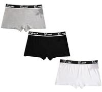 FAIRY BOUTIQUE Womens Sweet Alphabet Print Boxer Shorts Ladies Sexy Boyshort Panties High Waist Summer Shorts Pack of 3 (Black+Space Grey+White Large Pack of 3)