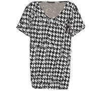FAIRY BOUTIQUE Womens Turn up Sleeve V Neck T Shirt Ladies Oversized Baggy Batwing Top Plus Size T Shirt(Dog Tooth UK 20-22)